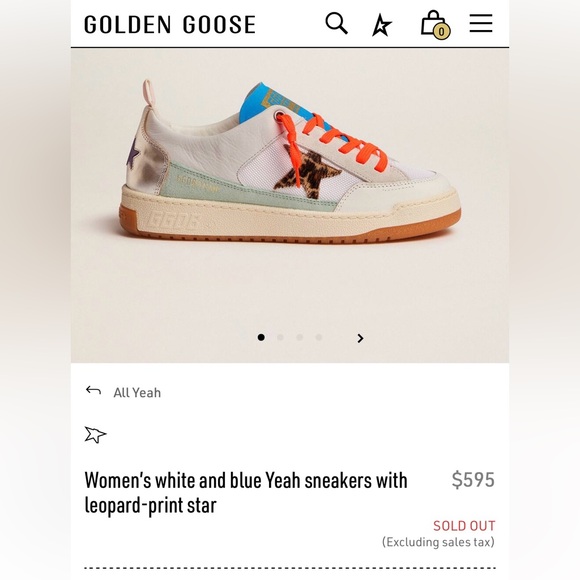 Golden Goose Women’s white and blue Yeah sneakers with leopard-print star - Picture 6 of 7